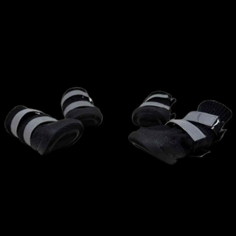 Small Black Dog Boots Paw Protectors with Reflective Straps & Anti-Slip Soles